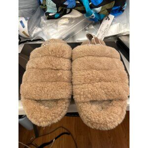 UGG Womens Fluff Yeah Slide Slippers Size 39 EU Tan Shearling